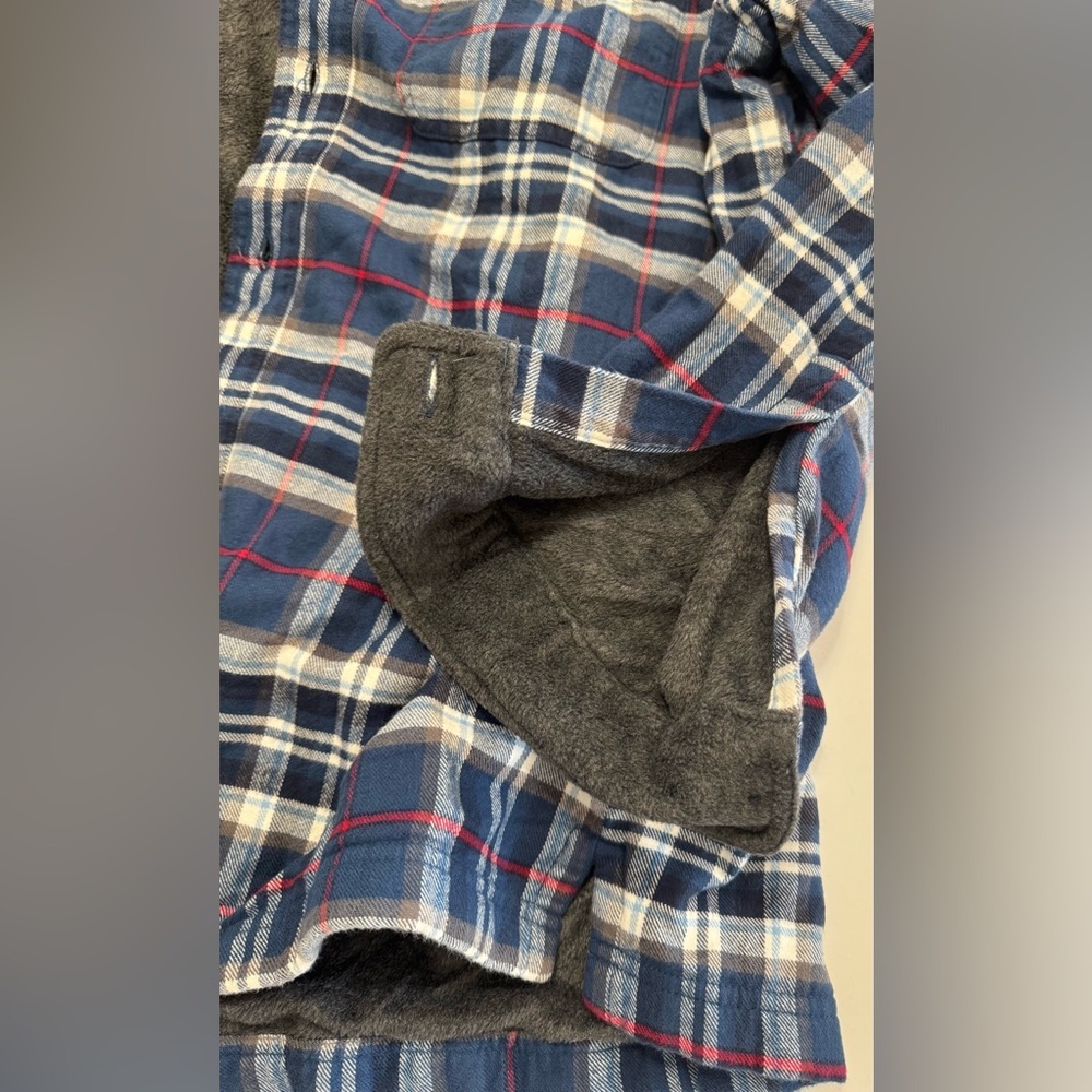 L.L. Bean Mens Fleece-Lined Flannel Shirt Jacket Size Large Traditional Fit Blue - Picture 7 of 10